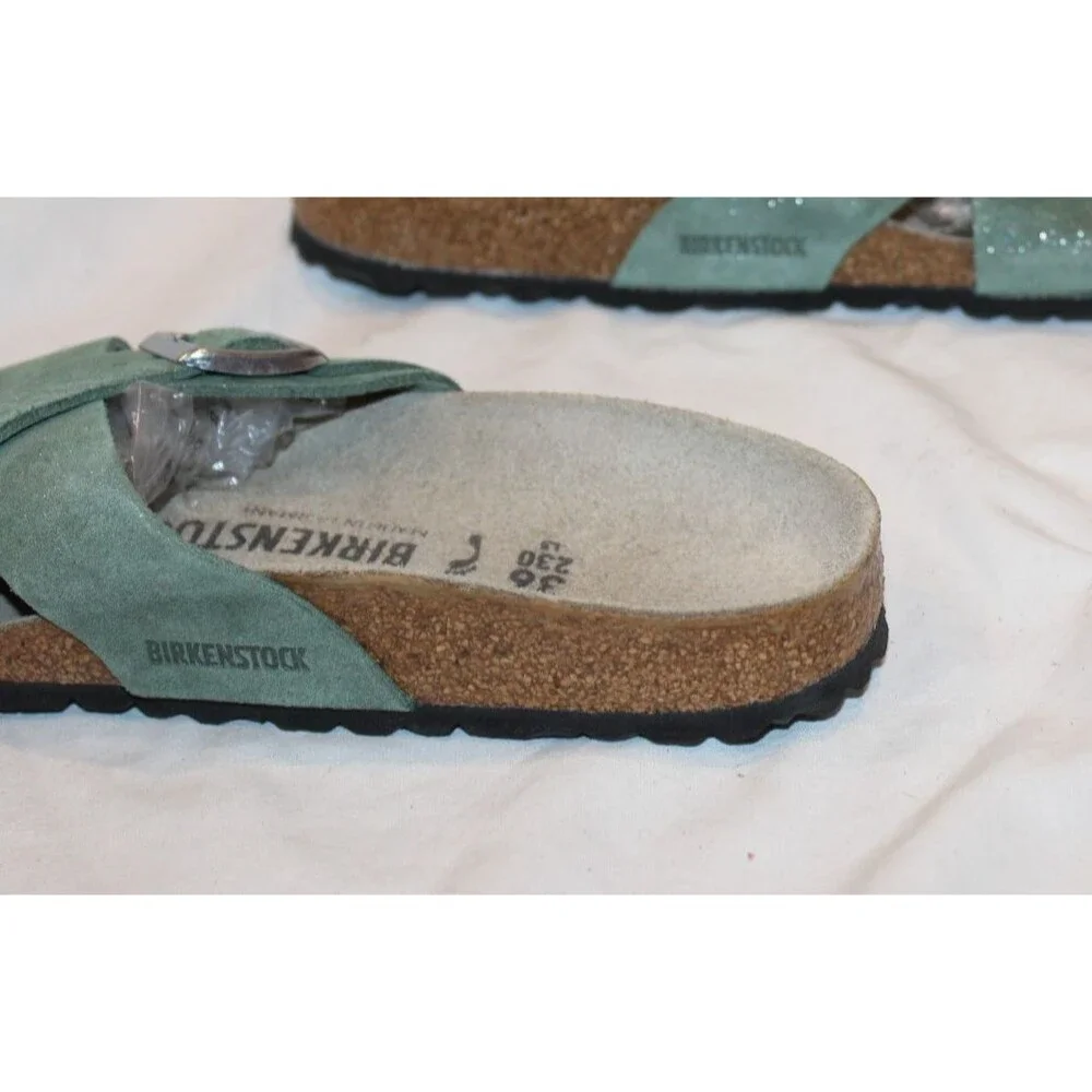 Birkenstock Women's Siena Suede Cross Sandals Thyme Metallic EU 36 NARROW NIB